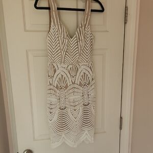 Hello Molly White Geometric Mini Dress